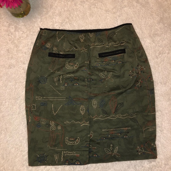 Anthropologie Meadow Rue Embroidered Pencil Skirt - Picture 4 of 5